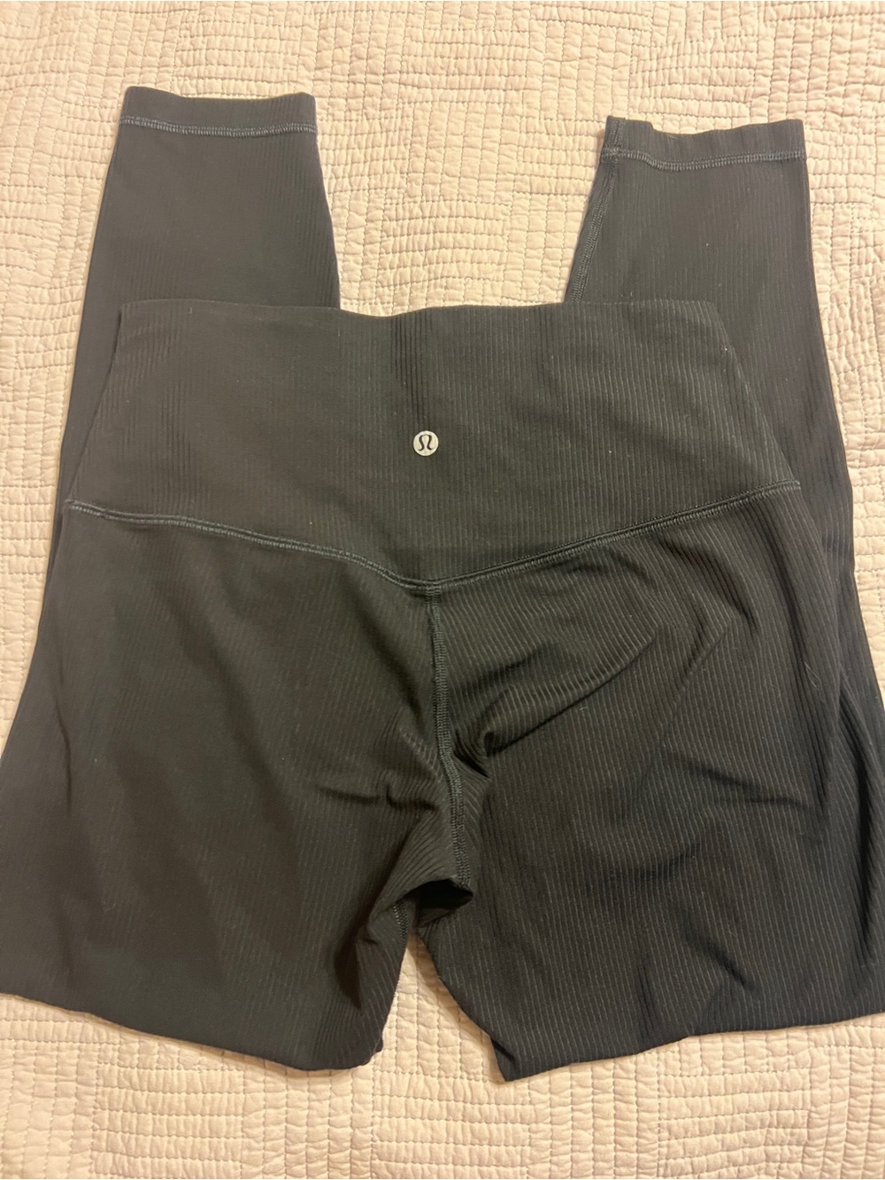 Lululemon High-Waisted Black Ribbed 7/8 Leggings